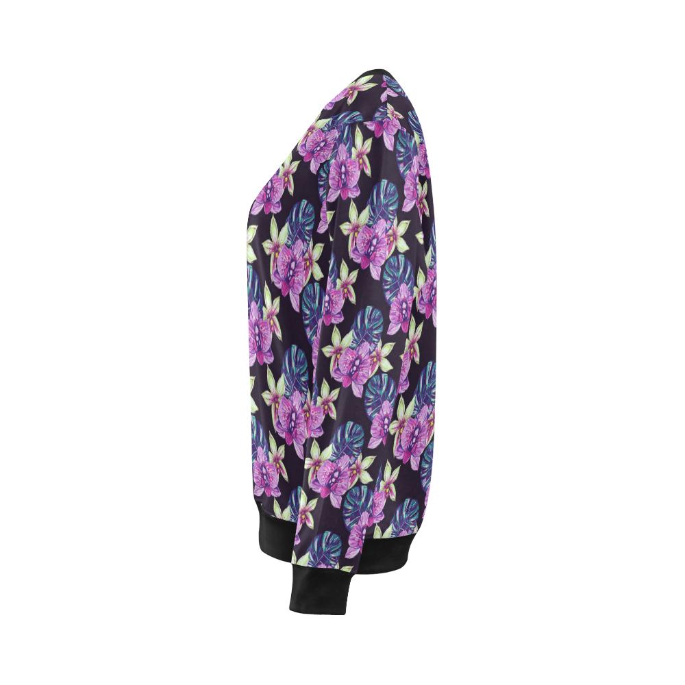 Orchid Pattern Print Design OR010 Women Long Sleeve Sweatshirt-JorJune