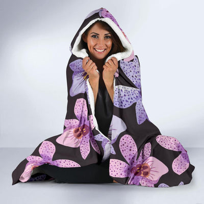 Orchid Pattern Print Design OR08 Hooded Blanket-JORJUNE.COM