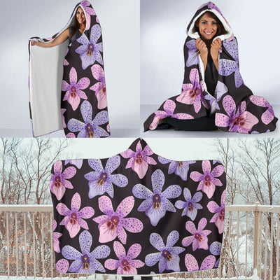 Orchid Pattern Print Design OR08 Hooded Blanket-JORJUNE.COM