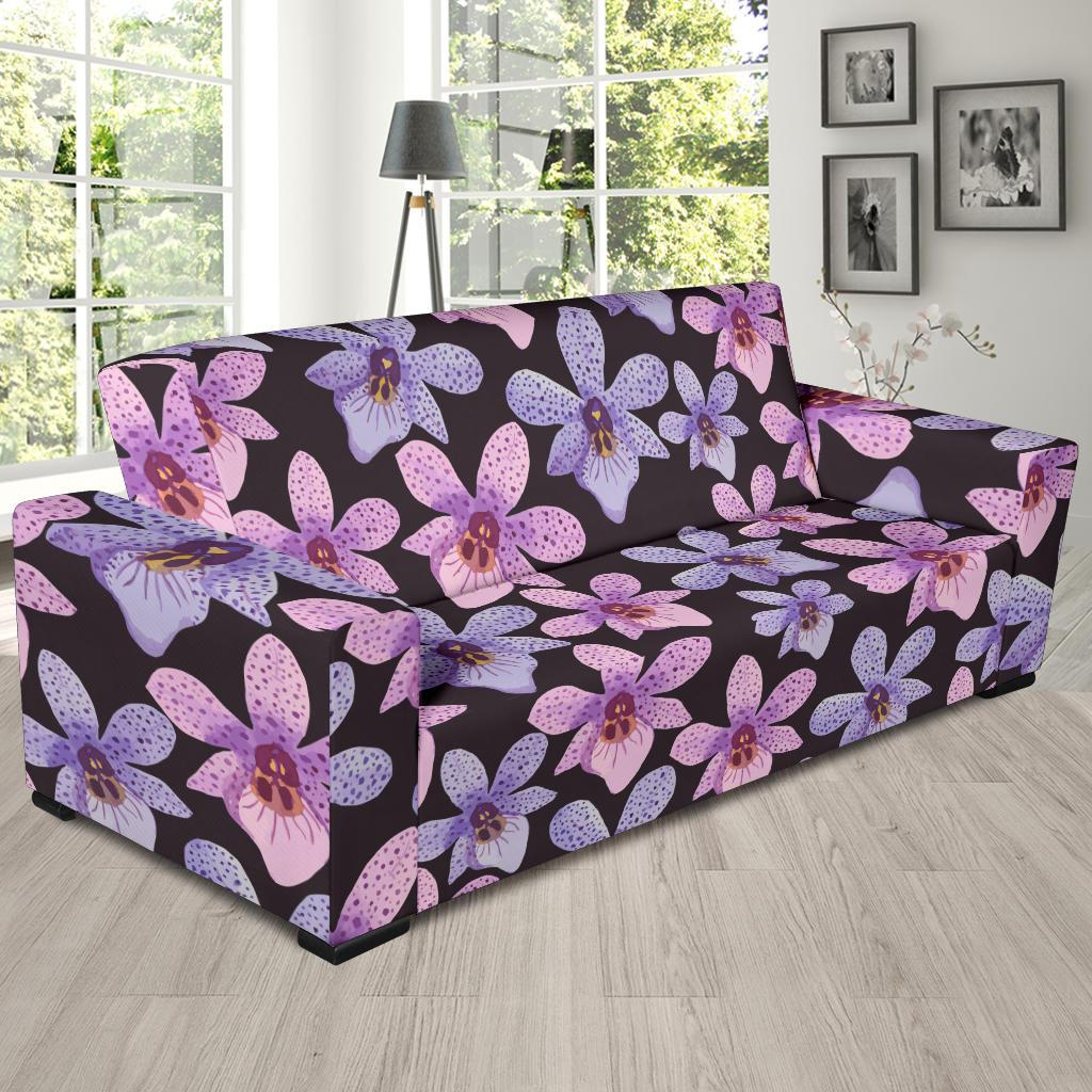 Orchid Pattern Print Design OR08 Sofa Slipcover-JORJUNE.COM