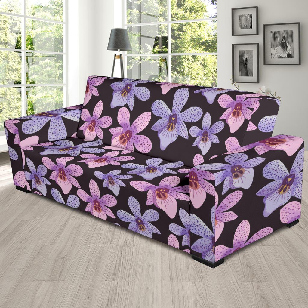 Orchid Pattern Print Design OR08 Sofa Slipcover-JORJUNE.COM