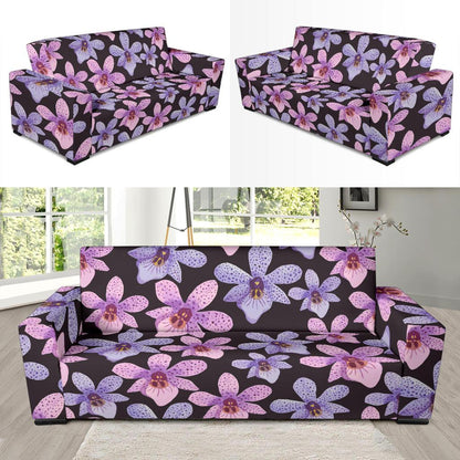 Orchid Pattern Print Design OR08 Sofa Slipcover-JORJUNE.COM