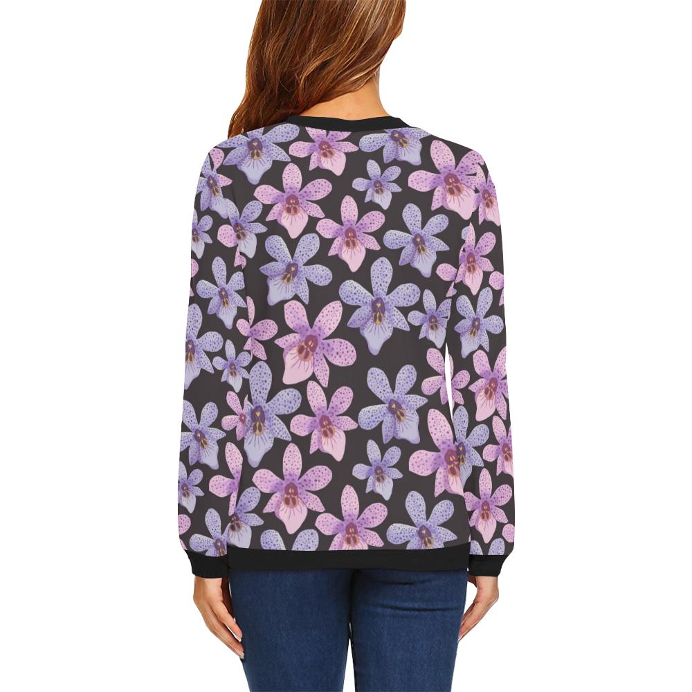 Orchid Pattern Print Design OR08 Women Long Sleeve Sweatshirt-JorJune