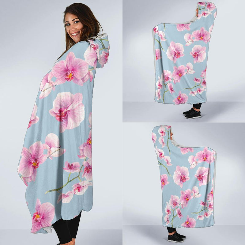 Orchid Pink Pattern Print Design OR01 Hooded Blanket-JORJUNE.COM