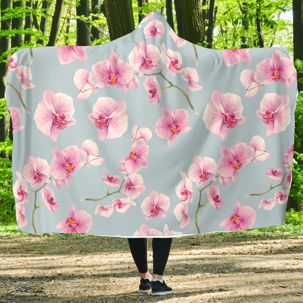 Orchid Pink Pattern Print Design OR01 Hooded Blanket-JORJUNE.COM