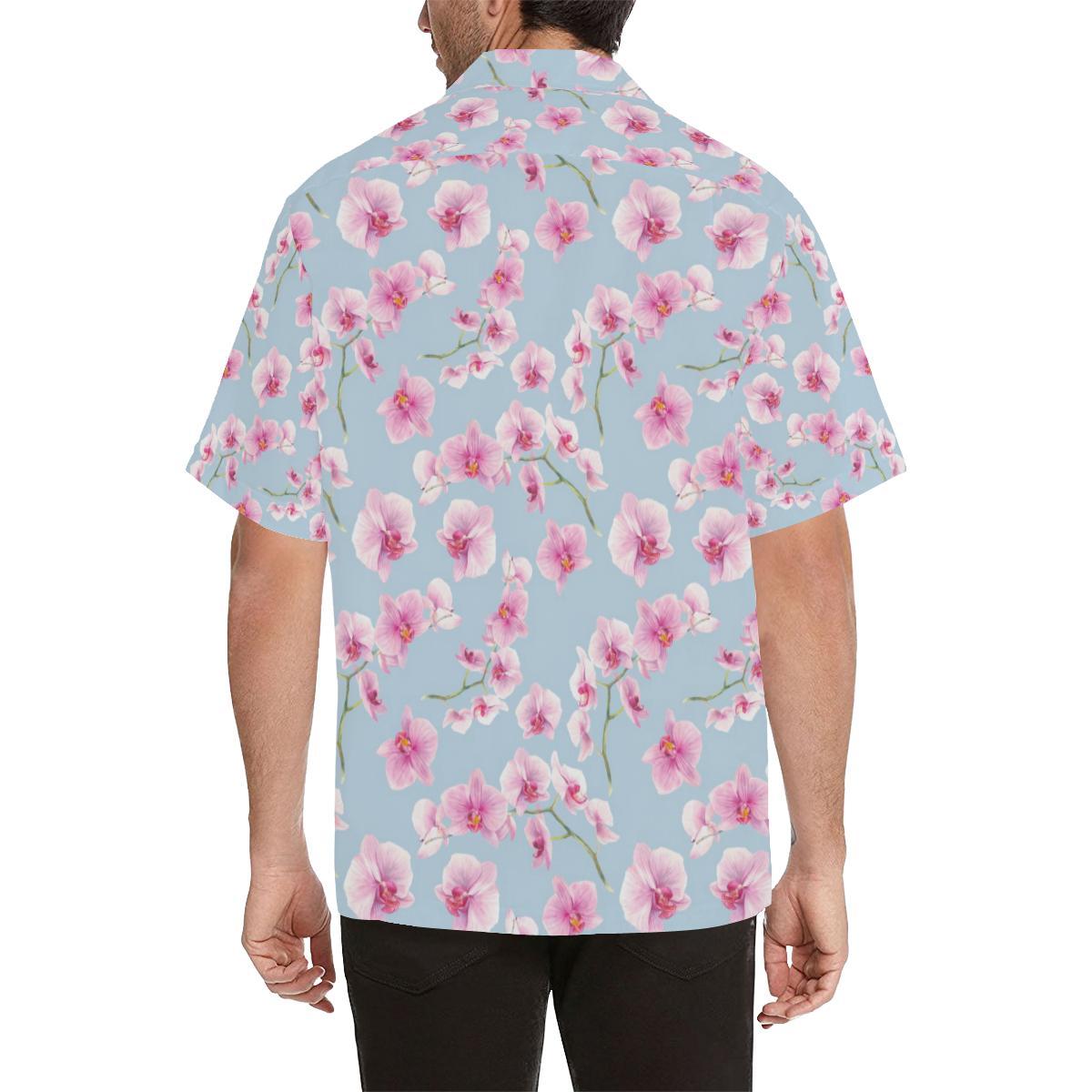 Orchid Pink Pattern Print Design OR01 Men Hawaiian Shirt-JorJune