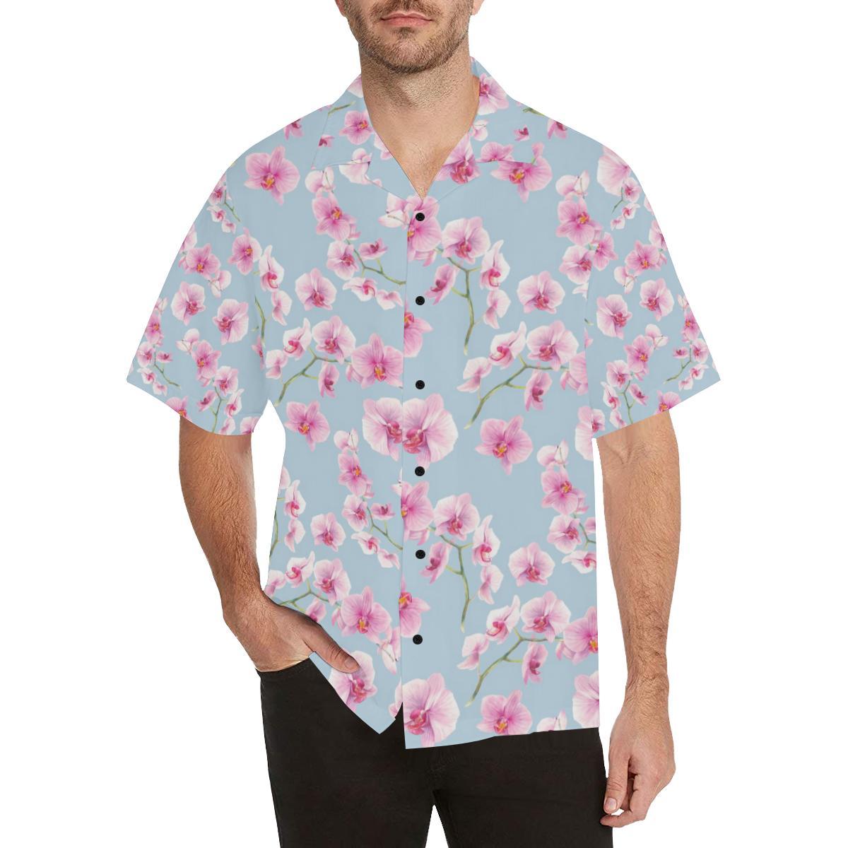 Orchid Pink Pattern Print Design OR01 Men Hawaiian Shirt-JorJune