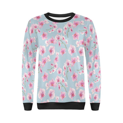 Orchid Pink Pattern Print Design OR01 Women Long Sleeve Sweatshirt-JorJune