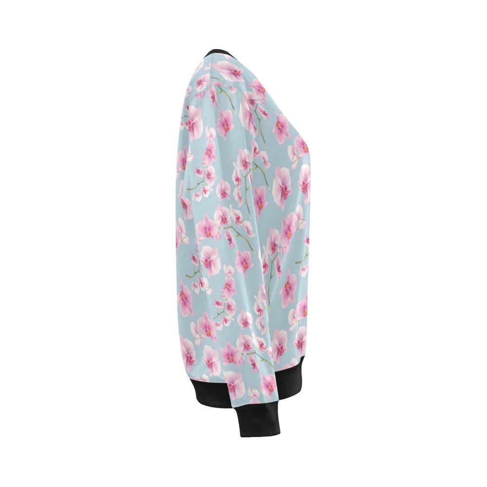 Orchid Pink Pattern Print Design OR01 Women Long Sleeve Sweatshirt-JorJune