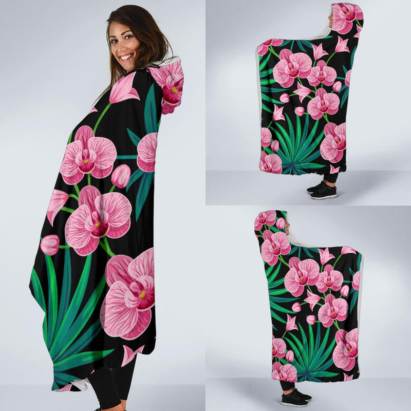 Orchid Pink Pattern Print Design OR06 Hooded Blanket-JORJUNE.COM