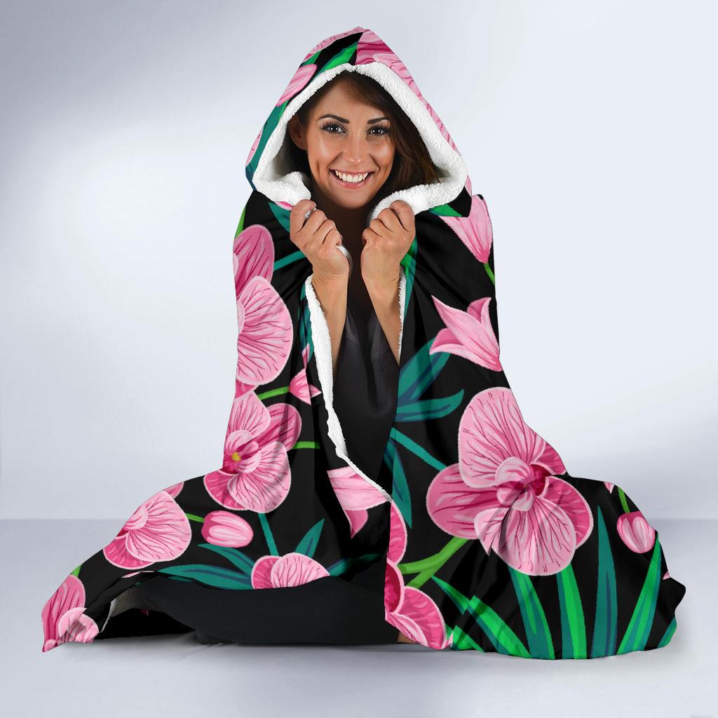 Orchid Pink Pattern Print Design OR06 Hooded Blanket-JORJUNE.COM