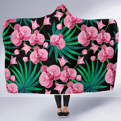 Orchid Pink Pattern Print Design OR06 Hooded Blanket-JORJUNE.COM