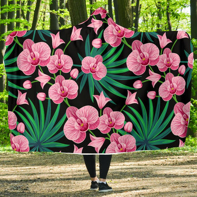 Orchid Pink Pattern Print Design OR06 Hooded Blanket-JORJUNE.COM