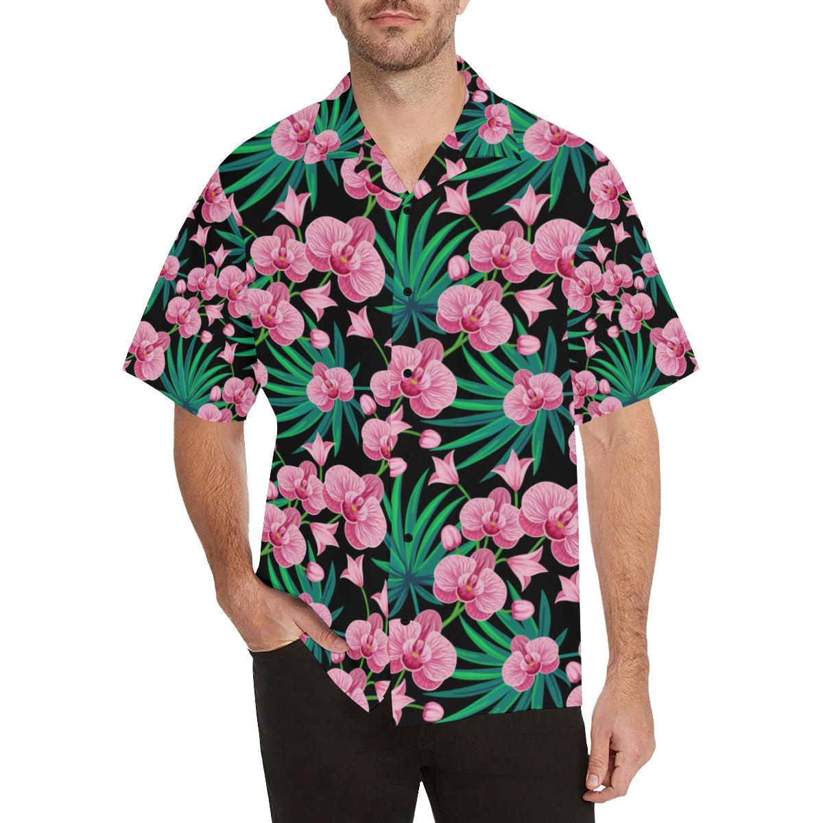 Orchid Pink Pattern Print Design OR06 Men Hawaiian Shirt-JorJune