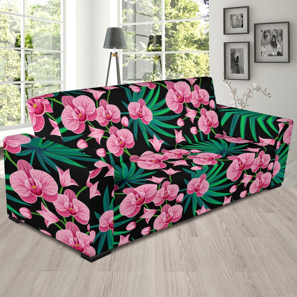 Orchid Pink Pattern Print Design OR06 Sofa Slipcover-JORJUNE.COM