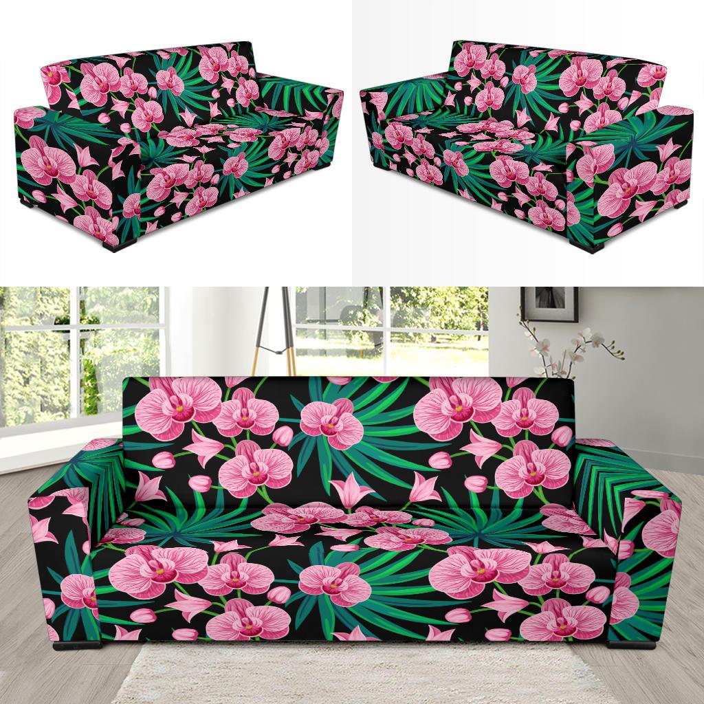 Orchid Pink Pattern Print Design OR06 Sofa Slipcover-JORJUNE.COM