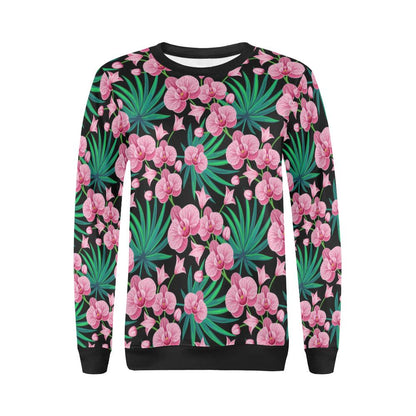 Orchid Pink Pattern Print Design OR06 Women Long Sleeve Sweatshirt-JorJune