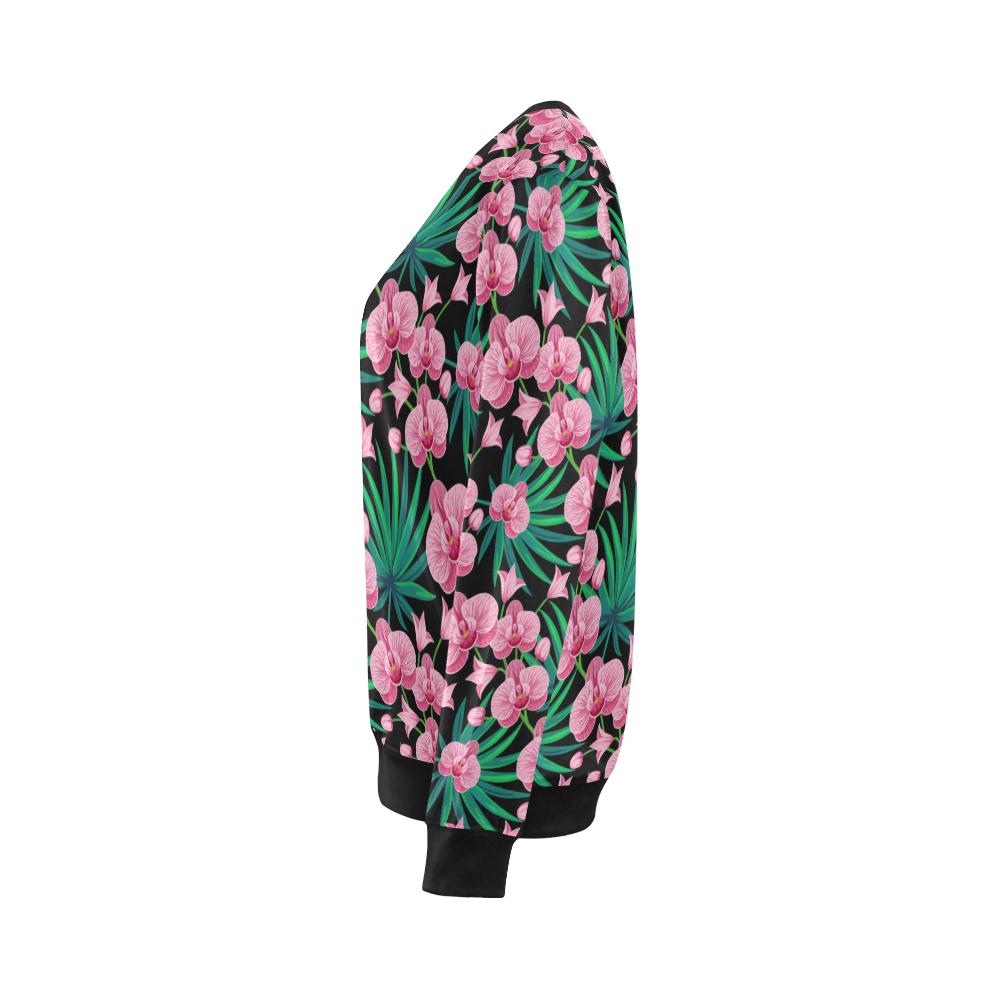 Orchid Pink Pattern Print Design OR06 Women Long Sleeve Sweatshirt-JorJune