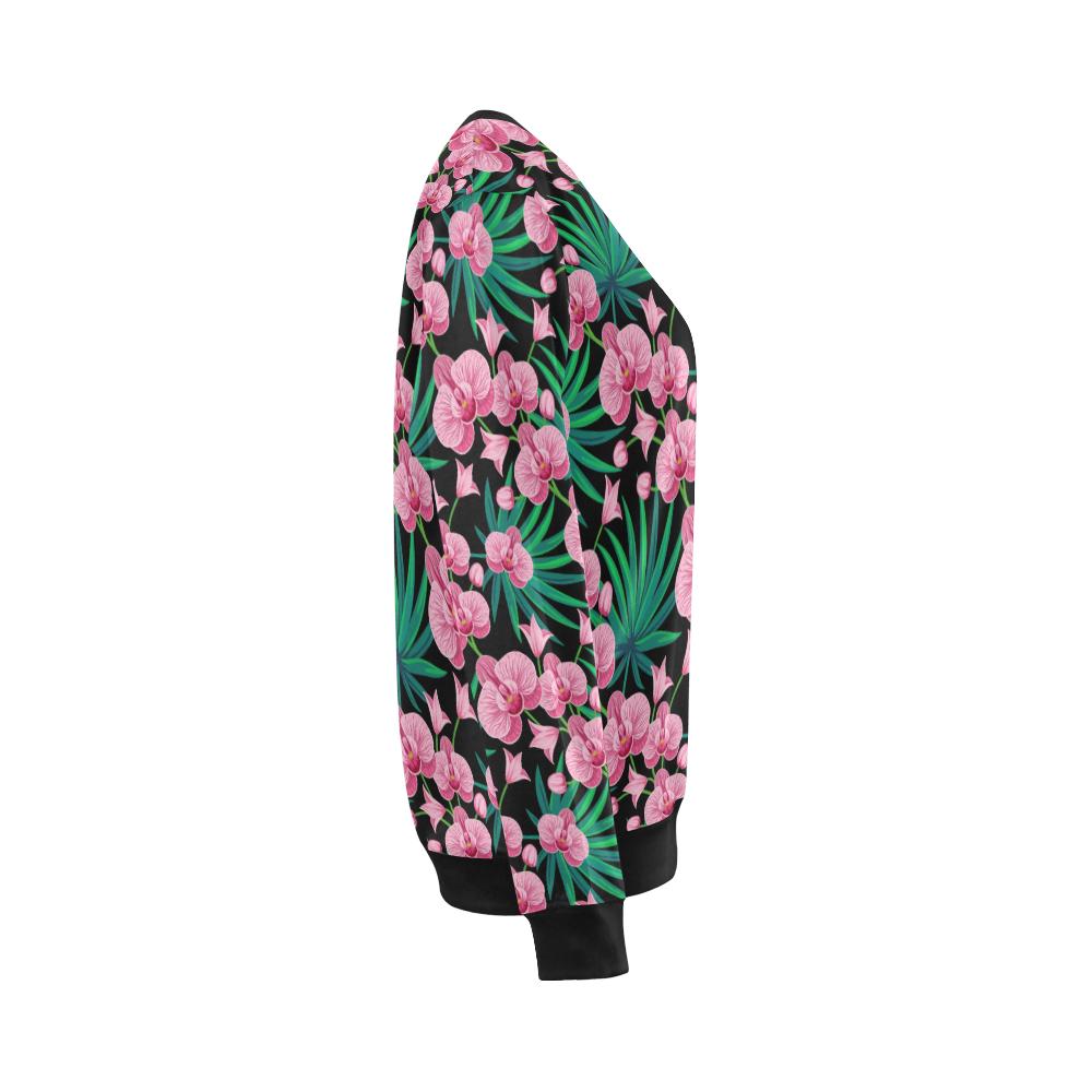 Orchid Pink Pattern Print Design OR06 Women Long Sleeve Sweatshirt-JorJune