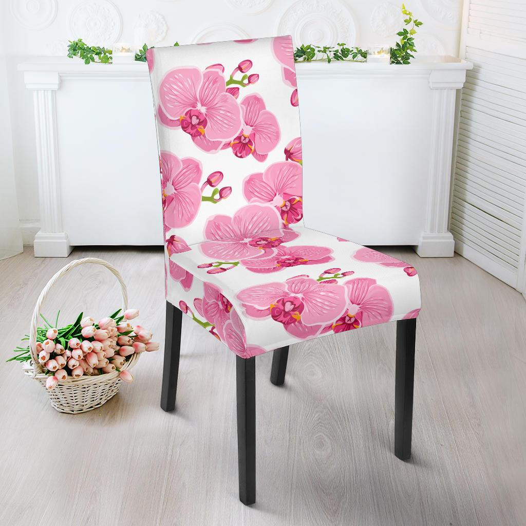 Orchid Pink Pattern Print Design OR07 Dining Chair Slipcover-JORJUNE.COM