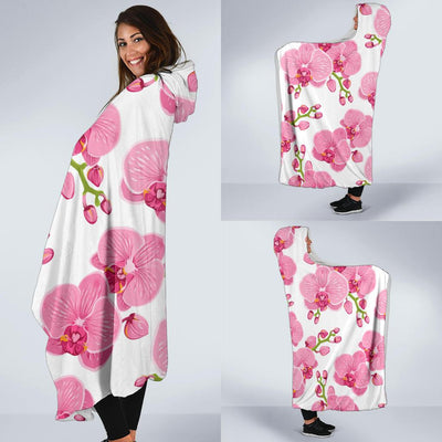 Orchid Pink Pattern Print Design OR07 Hooded Blanket-JORJUNE.COM