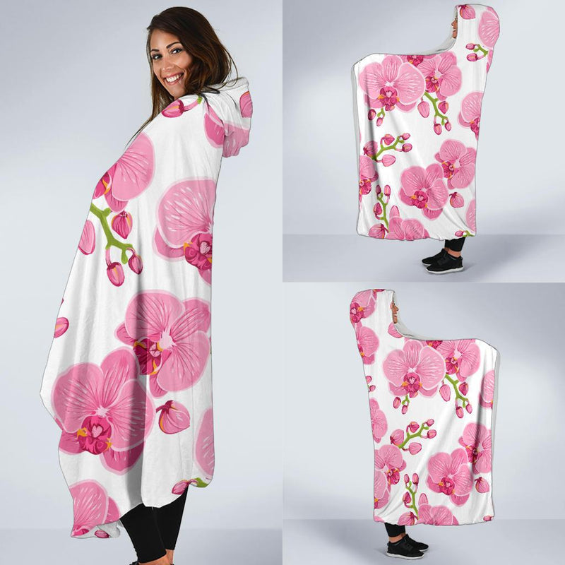 Orchid Pink Pattern Print Design OR07 Hooded Blanket-JORJUNE.COM