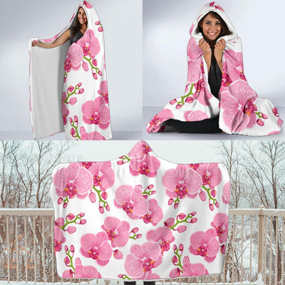 Orchid Pink Pattern Print Design OR07 Hooded Blanket-JORJUNE.COM