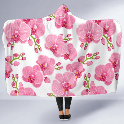 Orchid Pink Pattern Print Design OR07 Hooded Blanket-JORJUNE.COM