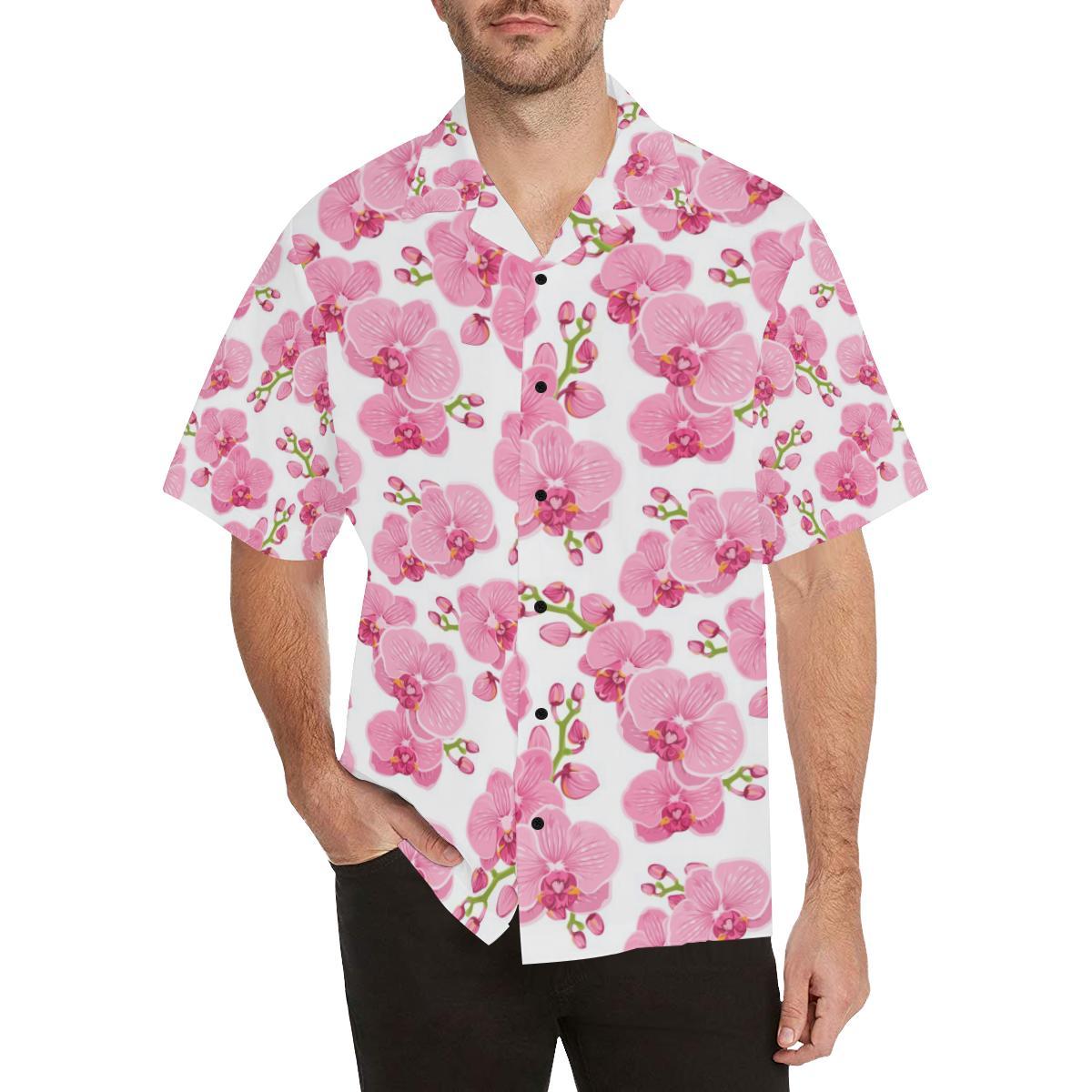 Orchid Pink Pattern Print Design OR07 Men Hawaiian Shirt-JorJune