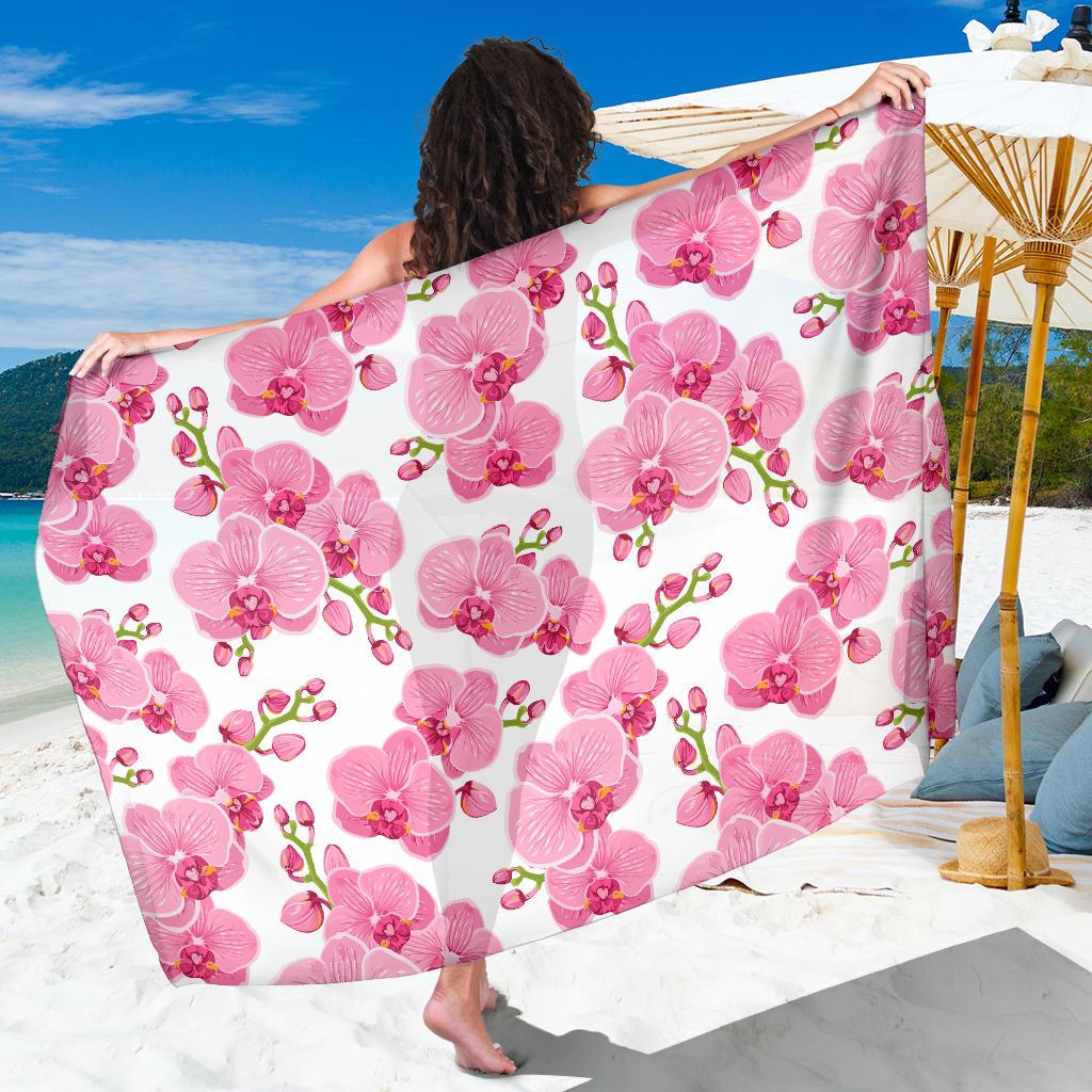 Orchid Pink Pattern Print Design OR07 Sarong Pareo Wrap-JORJUNE.COM