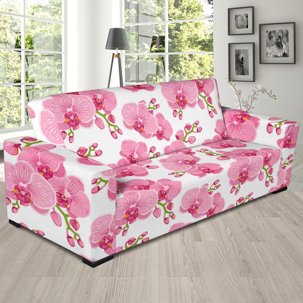Orchid Pink Pattern Print Design OR07 Sofa Slipcover-JORJUNE.COM