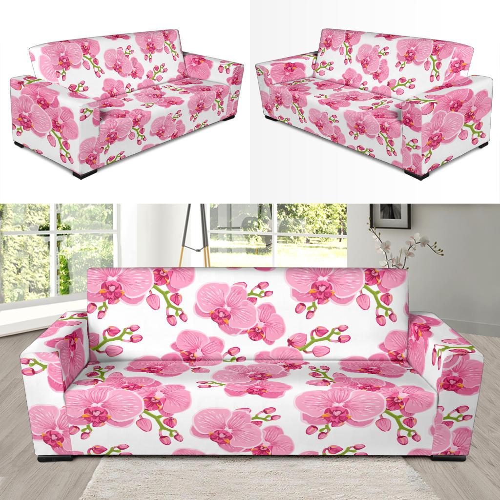 Orchid Pink Pattern Print Design OR07 Sofa Slipcover-JORJUNE.COM