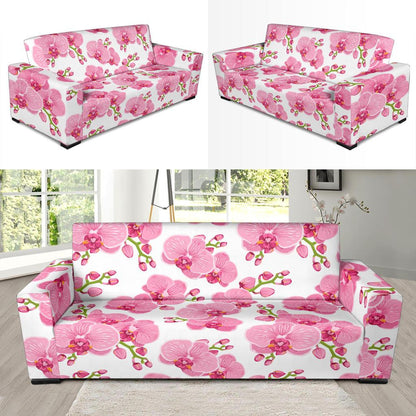 Orchid Pink Pattern Print Design OR07 Sofa Slipcover-JORJUNE.COM