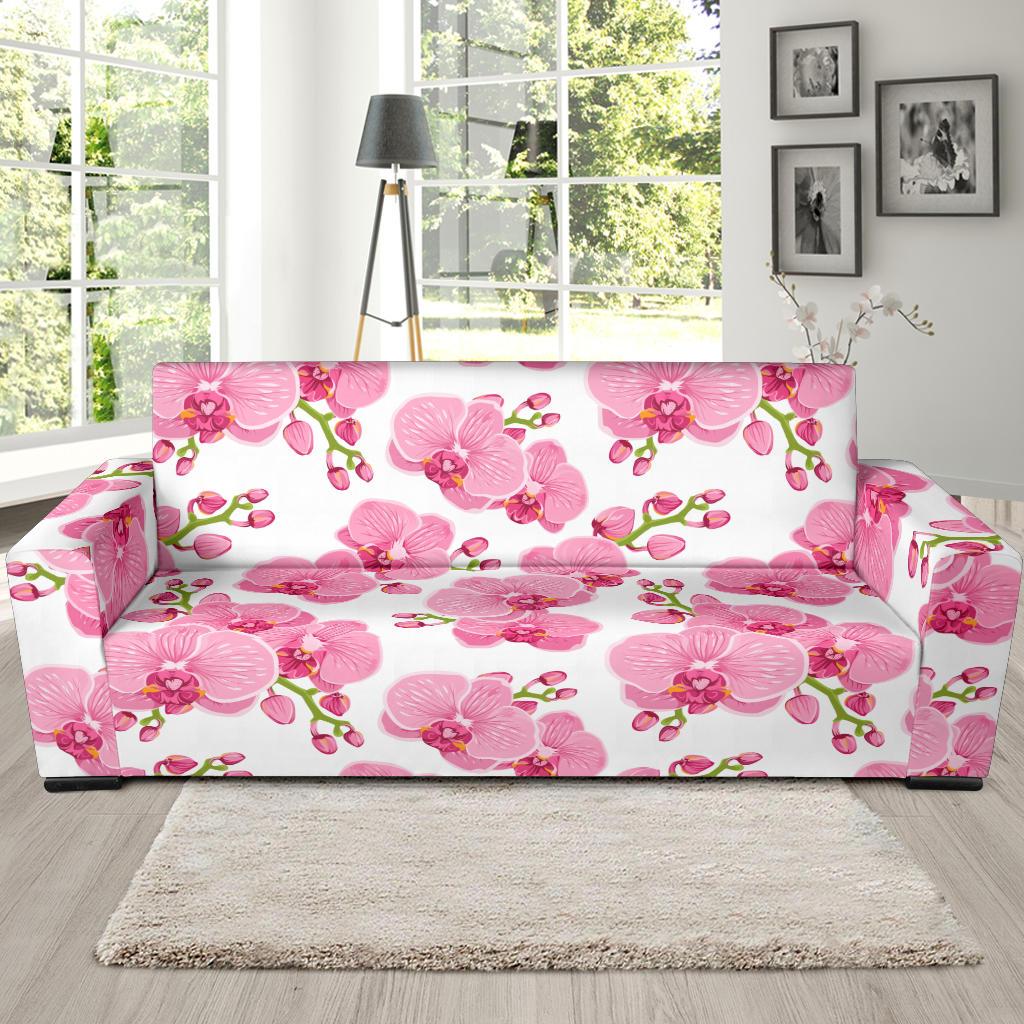 Orchid Pink Pattern Print Design OR07 Sofa Slipcover-JORJUNE.COM