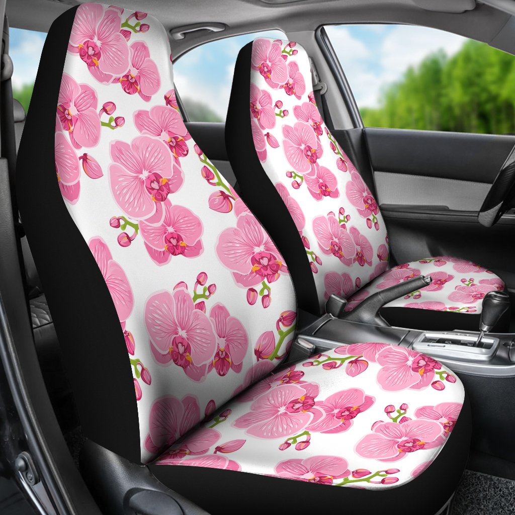 Orchid Pink Pattern Print Design OR07 Universal Fit Car Seat Covers-JorJune
