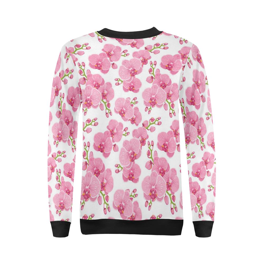 Orchid Pink Pattern Print Design OR07 Women Long Sleeve Sweatshirt-JorJune