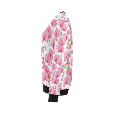 Orchid Pink Pattern Print Design OR07 Women Long Sleeve Sweatshirt-JorJune