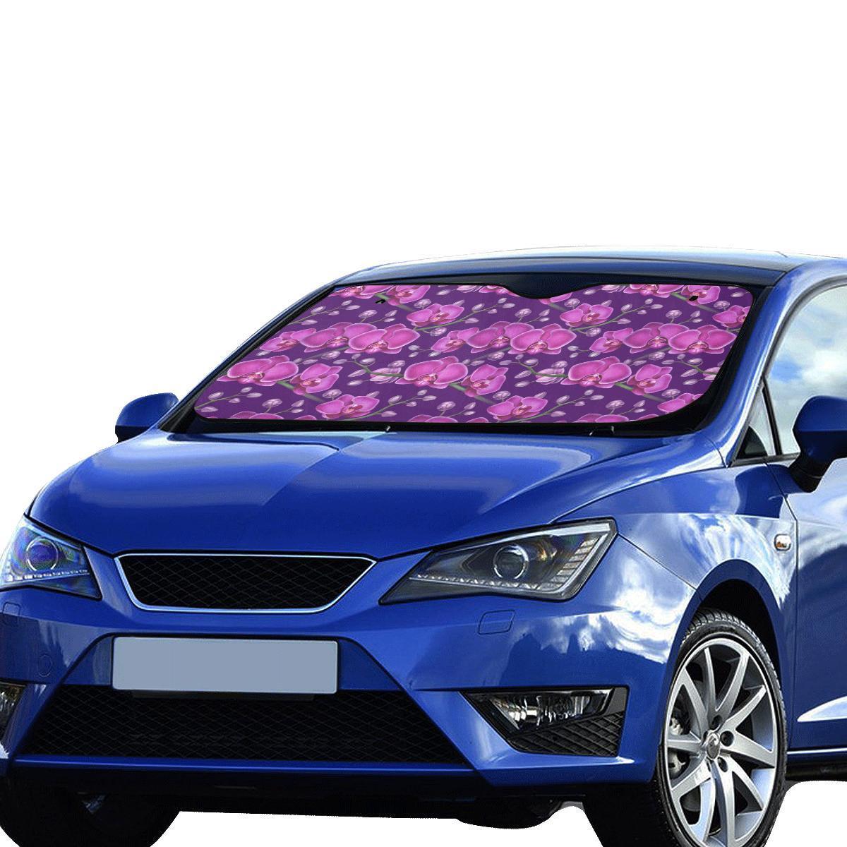Orchid Purple Pattern Print Design OR02 Car Sun Shade-JorJune