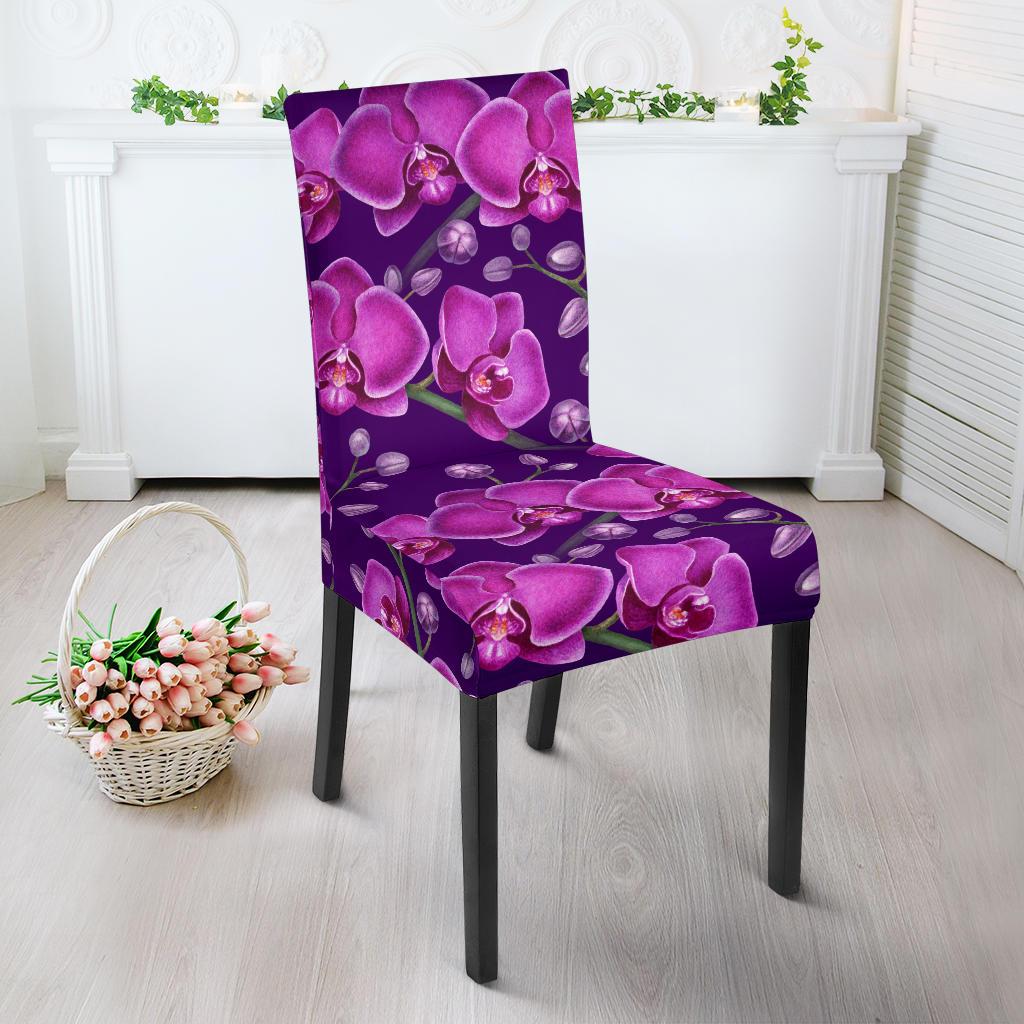 Orchid Purple Pattern Print Design OR02 Dining Chair Slipcover-JORJUNE.COM