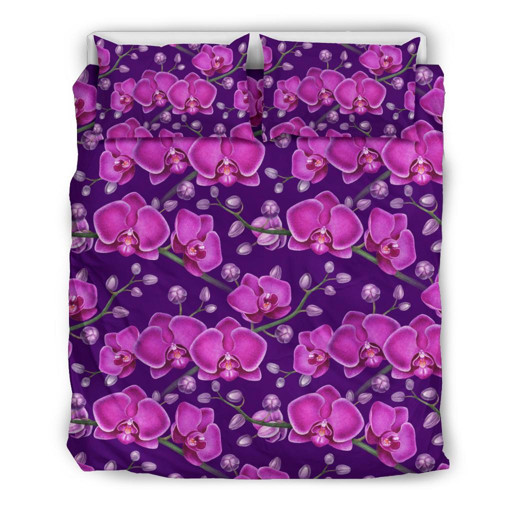 Orchid Purple Pattern Print Design OR02 Duvet Cover Bedding Set-JORJUNE.COM