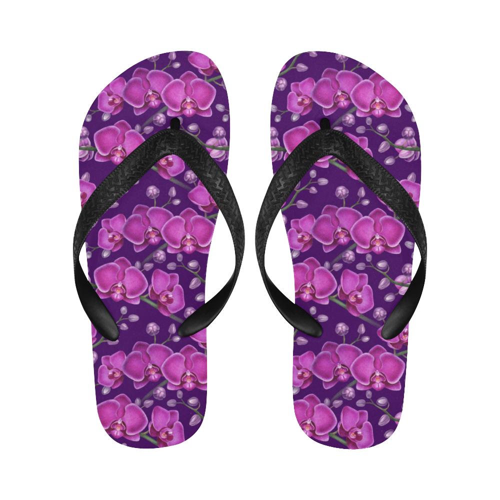 Orchid Purple Pattern Print Design OR02 Flip Flops-JorJune