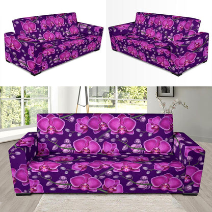 Orchid Purple Pattern Print Design OR02 Sofa Slipcover-JORJUNE.COM