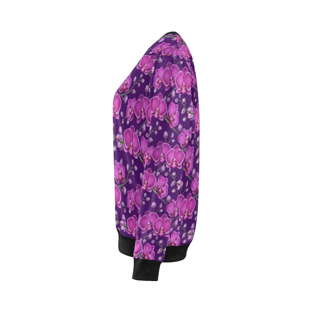 Orchid Purple Pattern Print Design OR02 Women Long Sleeve Sweatshirt-JorJune
