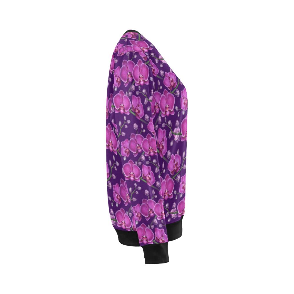 Orchid Purple Pattern Print Design OR02 Women Long Sleeve Sweatshirt-JorJune