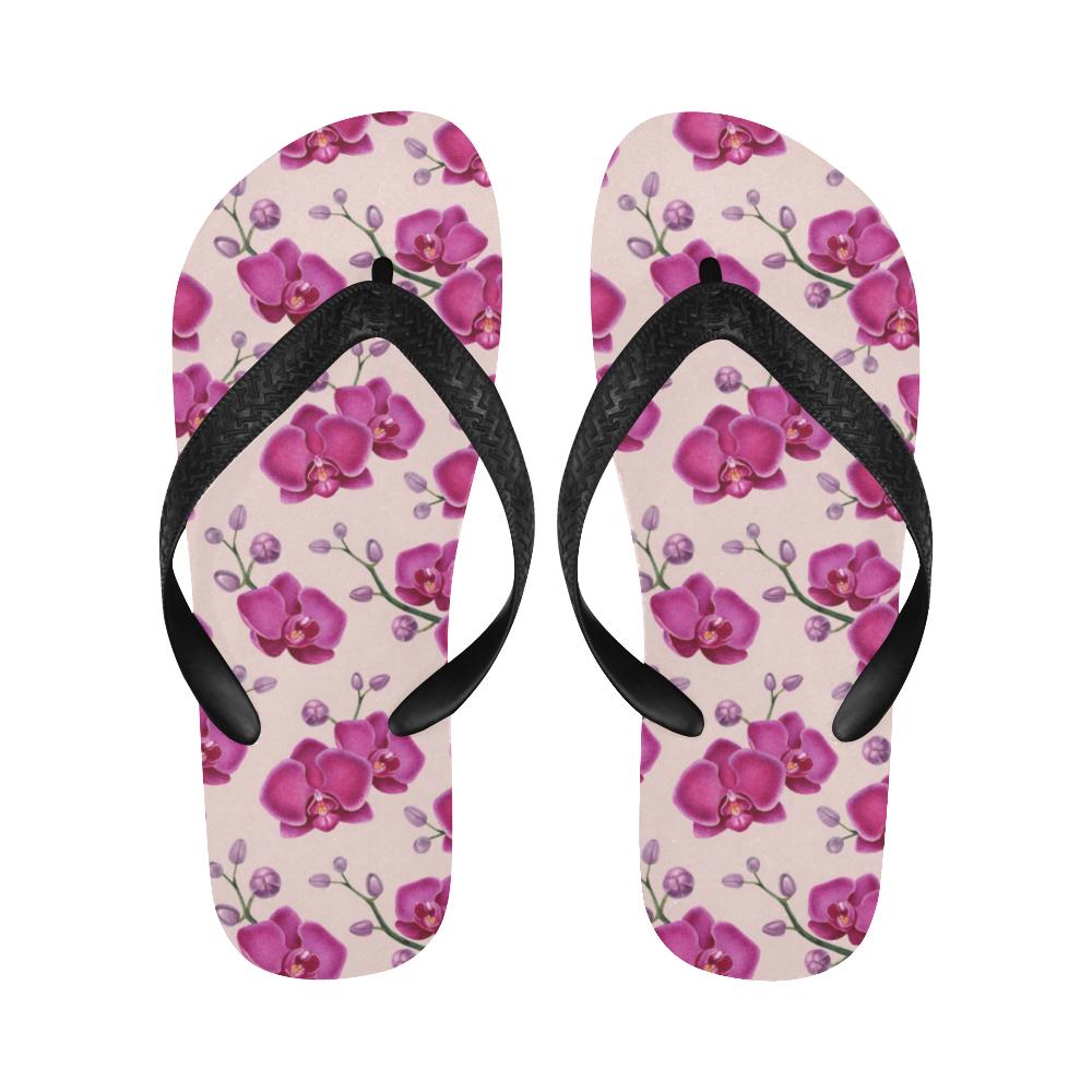 Orchid Purple Pattern Print Design OR04 Flip Flops-JorJune