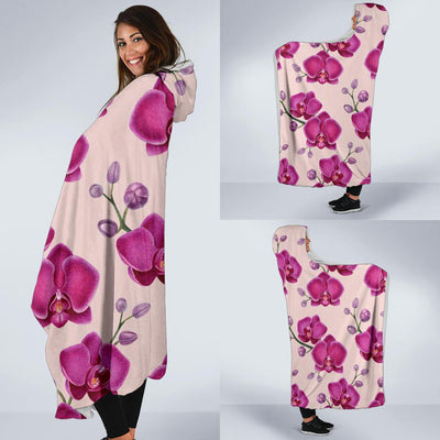 Orchid Purple Pattern Print Design OR04 Hooded Blanket-JORJUNE.COM