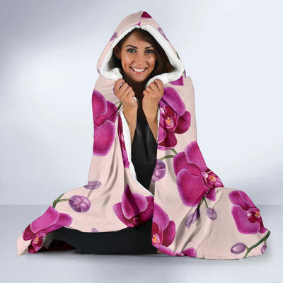 Orchid Purple Pattern Print Design OR04 Hooded Blanket-JORJUNE.COM