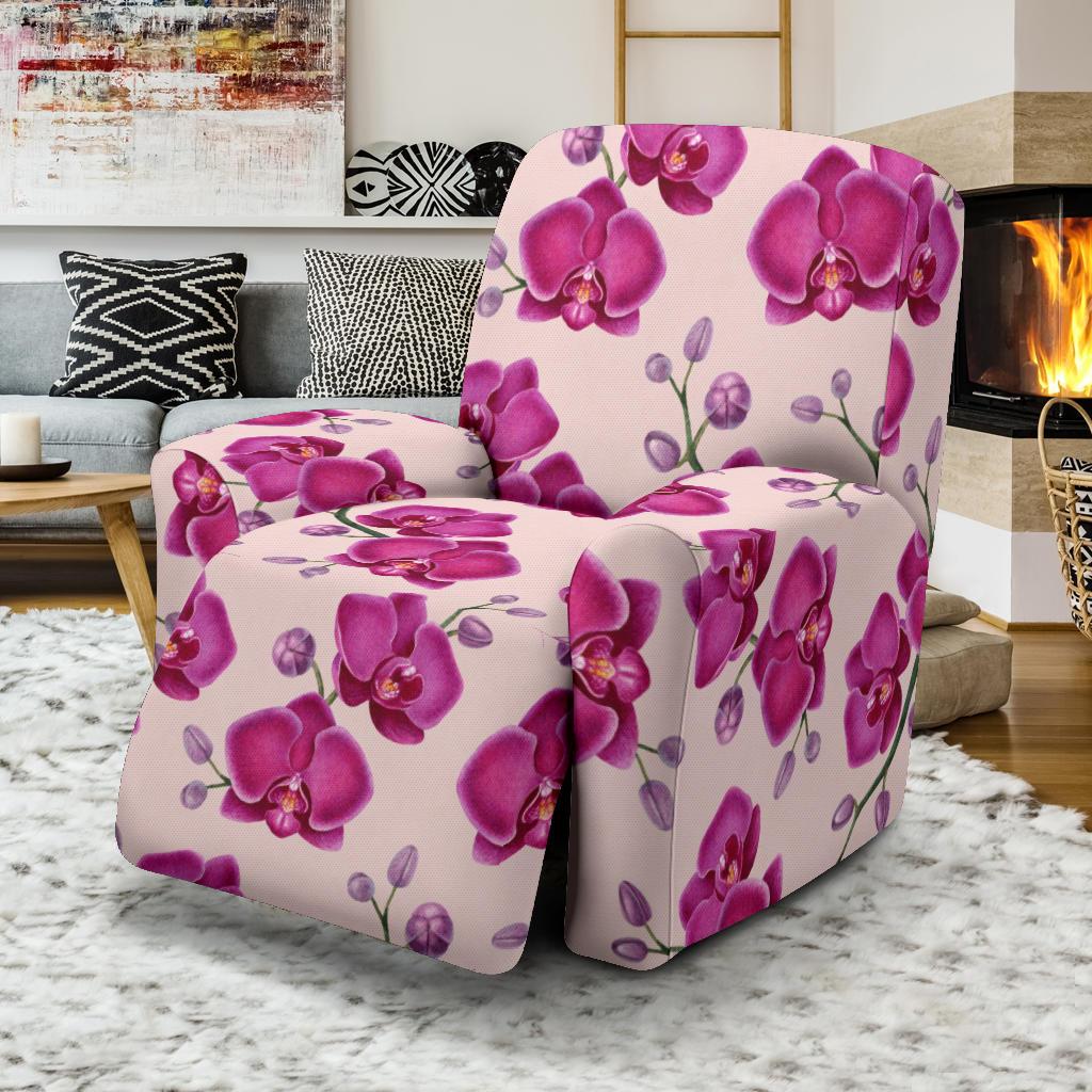 Orchid Purple Pattern Print Design OR04 Recliner Slipcover-JORJUNE.COM