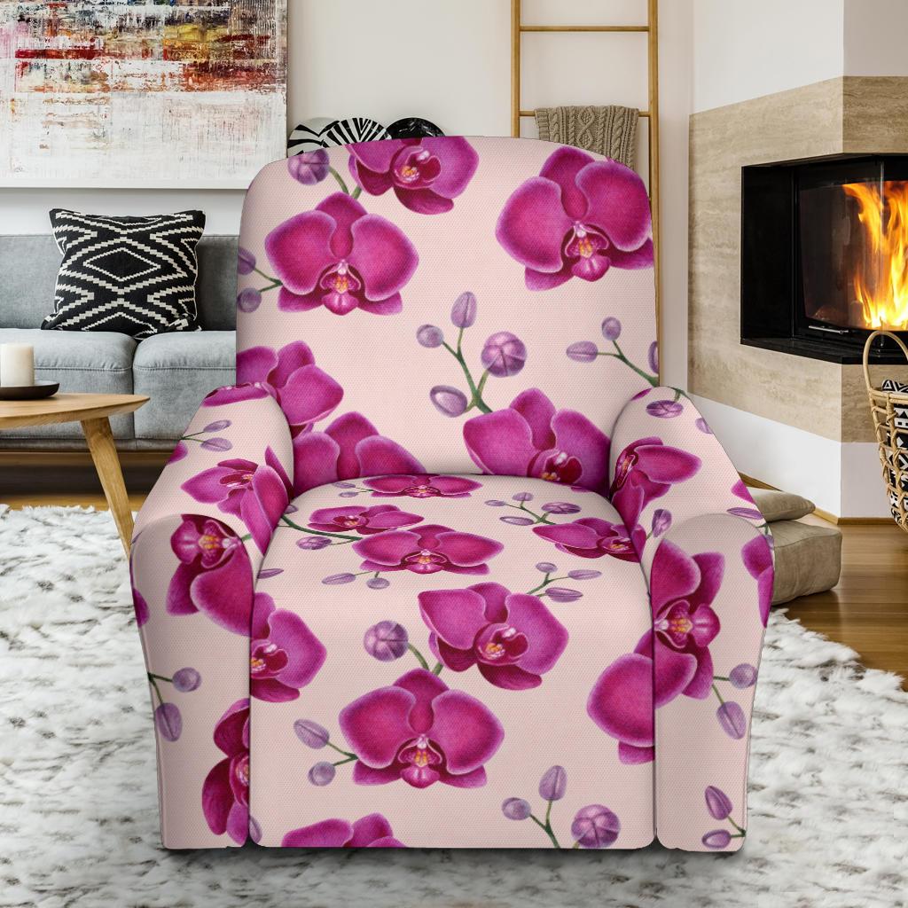 Orchid Purple Pattern Print Design OR04 Recliner Slipcover-JORJUNE.COM