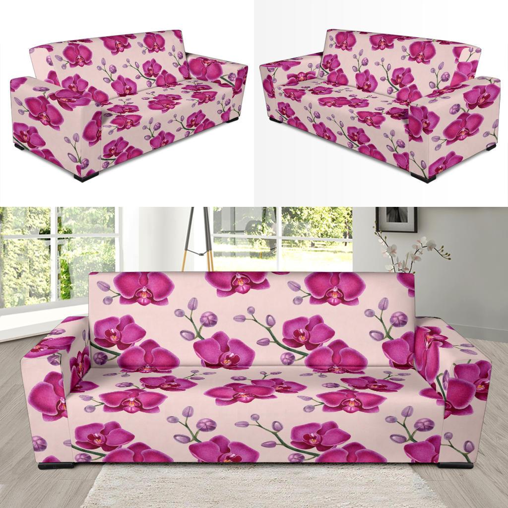 Orchid Purple Pattern Print Design OR04 Sofa Slipcover-JORJUNE.COM